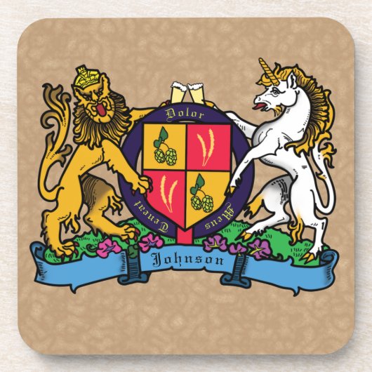 Lion en Unicorn Rampant Beer Coat of Arms Bier Onderzetter (Voorkant)