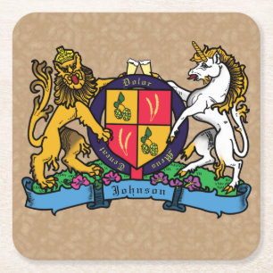 Lion en Unicorn Rampant Beer Coat of Arms Kartonnen Onderzetters