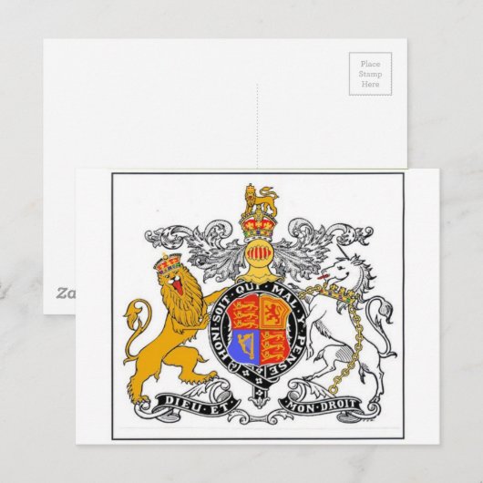 LION EN UNICORN WAPENKLACHT BRIEFKAART (Voorkant / Achterkant)