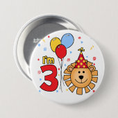 Lion Face 3rd Birthday Button (Voorkant /achterkant)