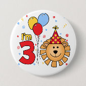 Lion Face 3rd Birthday Button (Voorkant)