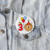 Lion Face 3rd Birthday Button (In situ)