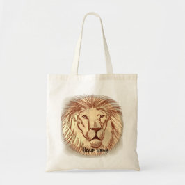 Lion Face aangepaste naam Canvas tas