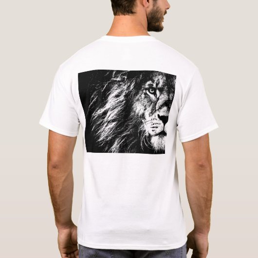 Lion Face Back Side Print Moderne Sjabloon Mannen T-shirt (Achterkant)