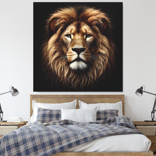 Lion Face Canvas Print (Insitu (Slaapkamer))