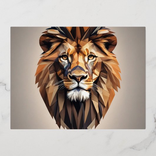 Lion Face Design Folie Feestdagen Briefkaart (Voorkant)