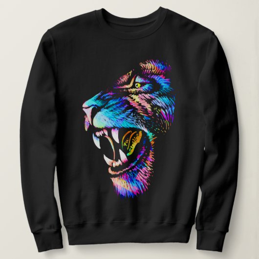 Lion Face Drawing - Colorful Lion Sweatshirt (Design voorkant)