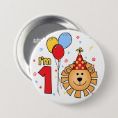 Lion Face First Birthday Ronde Button 7,6 Cm (Voorkant /achterkant)