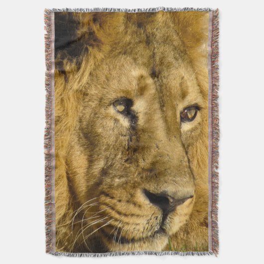 Lion Face Head Wildlife Cat Animal Throw Blanket Deken (Voorkant Verticaal)