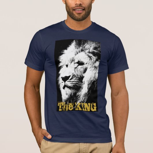 Lion Face Mannen Bella Canvas korte hoes blauw T-shirt (Voorkant)