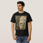 Lion Face Mannen moderne elegante zwarte Sjabloon T-shirt (Voorkant volledig)