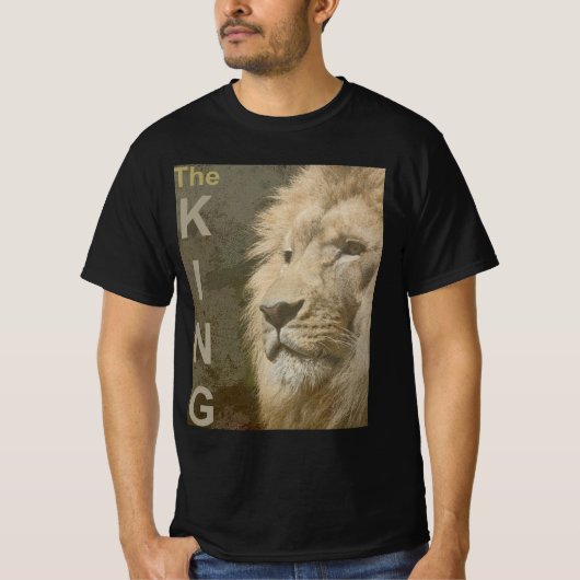 Lion Face Mannen moderne elegante zwarte Sjabloon T-shirt (Voorkant)