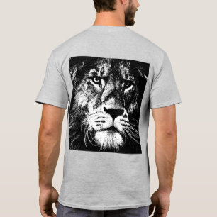 Lion Face Sjabloon Back Side Design Pop Art Mannen T-shirt