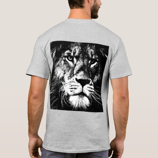 Lion Face Sjabloon Back Side Design Pop Art Mannen T-shirt (Achterkant)