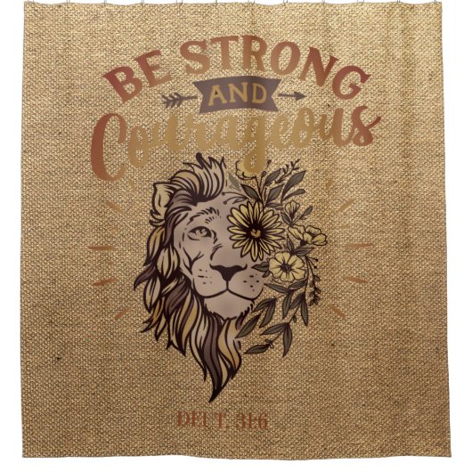 Lion Face Strong Courage Christelijke Bijbelse Ver Douchegordijn (Voorkant)