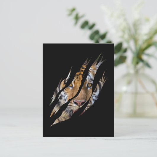 Lion Face Tiger Safari Claw Torn Briefkaart (Staand voorkant)