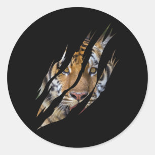 Lion Face Tiger Safari Claw Torn Ronde Sticker