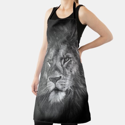 Lion Face Wild Animals Trendy Sjabloon Black Schort (Insitu)