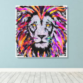 Lion Face Wrapped Canvas - Realistic Lion Drawing (Insitu (Houten vloer))