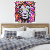Lion Face Wrapped Canvas - Realistic Lion Drawing (Insitu (Slaapkamer))