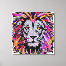 Lion Face Wrapped Canvas - Realistic Lion Drawing