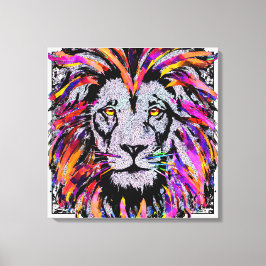 Lion Face Wrapped Canvas - Realistic Lion Drawing Afdruk
