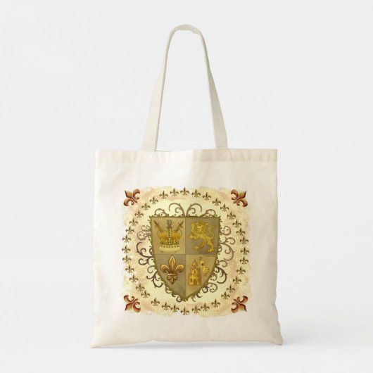 Lion Family Crest achternaam canvas tas (Achterkant)