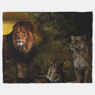 LION FAMILY FLEECE DEKEN