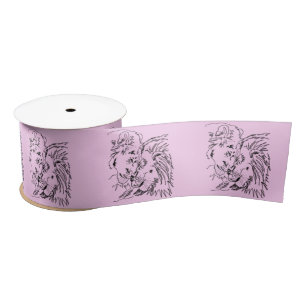 Lion Family Satin Ribbon Koppel je kleuren aan Satijnen Lint