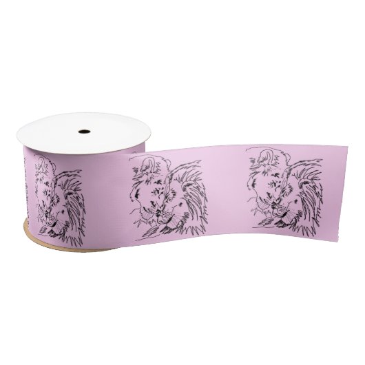 Lion Family Satin Ribbon Koppel je kleuren aan Satijnen Lint (Spoel)