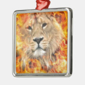 Lion Fire Digital Art Metalen Ornament (Links)
