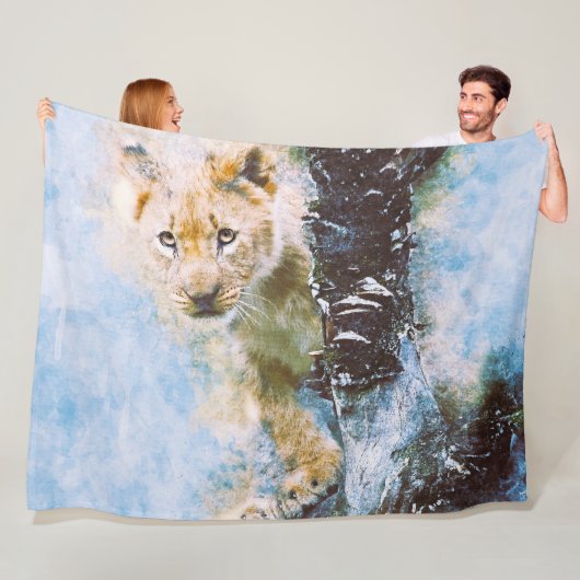 Lion Fleece Blanket (In situ)