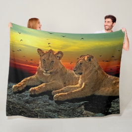 Lion Fleece Blanket Deken