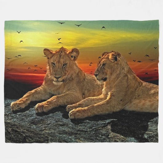 Lion Fleece Blanket Deken (Voorkant (Horizontaal))