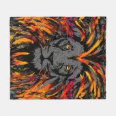 Lion Fleece Blanket | Oranje Donkere leeuwenkop (Voorkant (Horizontaal))