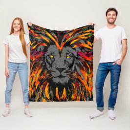 Lion Fleece Blanket | Oranje Donkere leeuwenkop Deken