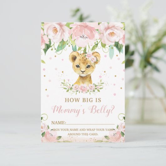 Lion Floral Hoe groot is mama's Belly Game Card Kaart (Staand voorkant)