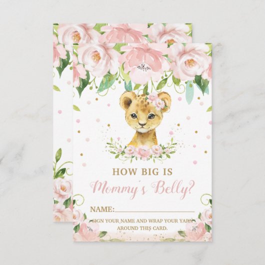 Lion Floral Hoe groot is mama's Belly Game Card Kaart (Voorkant / Achterkant)