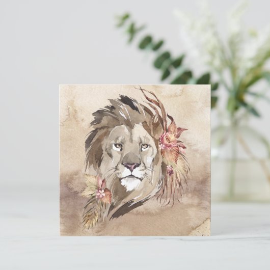 Lion Floral Kaart (Staand voorkant)