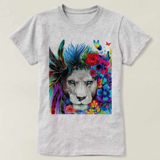Lion Floral-ontwerp T-shirt (Design voorkant)