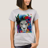 Lion Floral-ontwerp T-shirt (Voorkant)