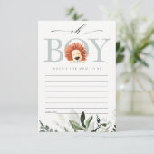 Lion Foliage Oh Boy Advice voor Baby shower Informatiekaartje (Staand voorkant)