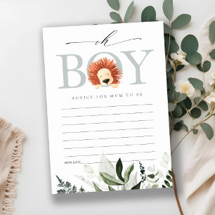 Lion Foliage Oh Boy Advice voor Baby shower Informatiekaartje