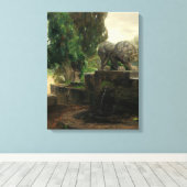 Lion Fontein in Rome (door H.A. Brendekilde) Canvas Afdruk (Insitu (Houten vloer))