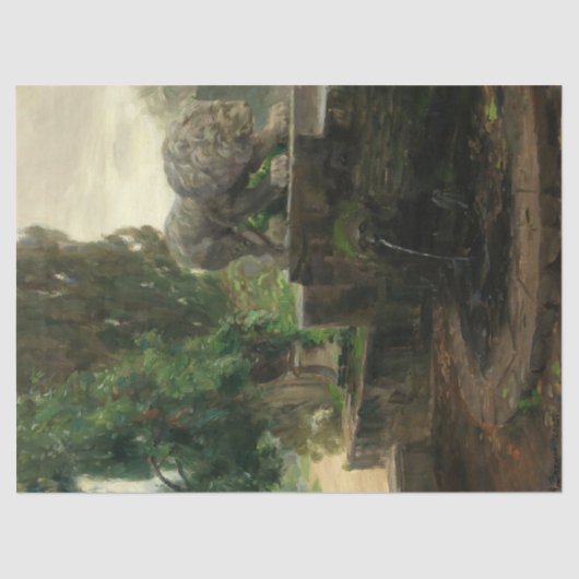 Lion Fontein in Rome (door H.A. Brendekilde) Tissuepapier (Voorkant)