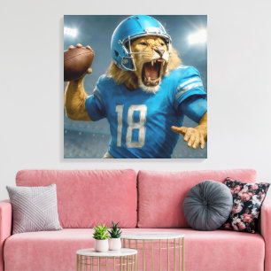 Lion Football Player Canvas Afdruk