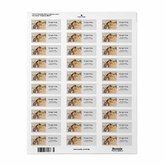 Lion foto aangepast Return Address Label (Full Sheet)