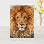 Lion Foto Verf Art Happy Vaderdag Kaart (Gele Bloem)