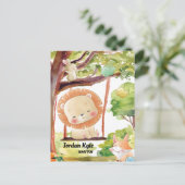 Lion, Fox, Bunny en Birds Blush Natuur slikken Briefkaart (Staand voorkant)