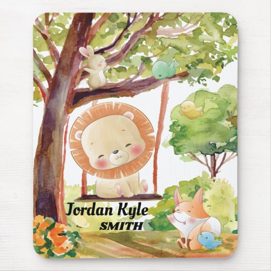 Lion, Fox, Bunny en Birds Blush Natuur slikken Muismat (Voorkant)